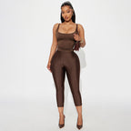 Women's High-Waisted Glossy Capri Leggings