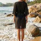 Women's Airy Beach Kimono with Colorful Tassels