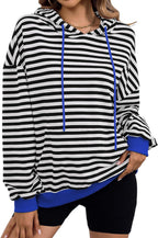 Women's Striped Hoodie with Kangaroo Pocket