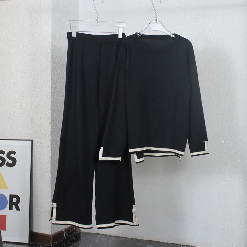 Women's Relaxed Loungewear Set with Contrast Hem Details