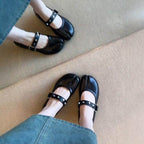 Women's Ballet Flats with Decorative Studs and Comfortable Strap