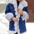 Women's Denim Jacket with Faux Fur Collar