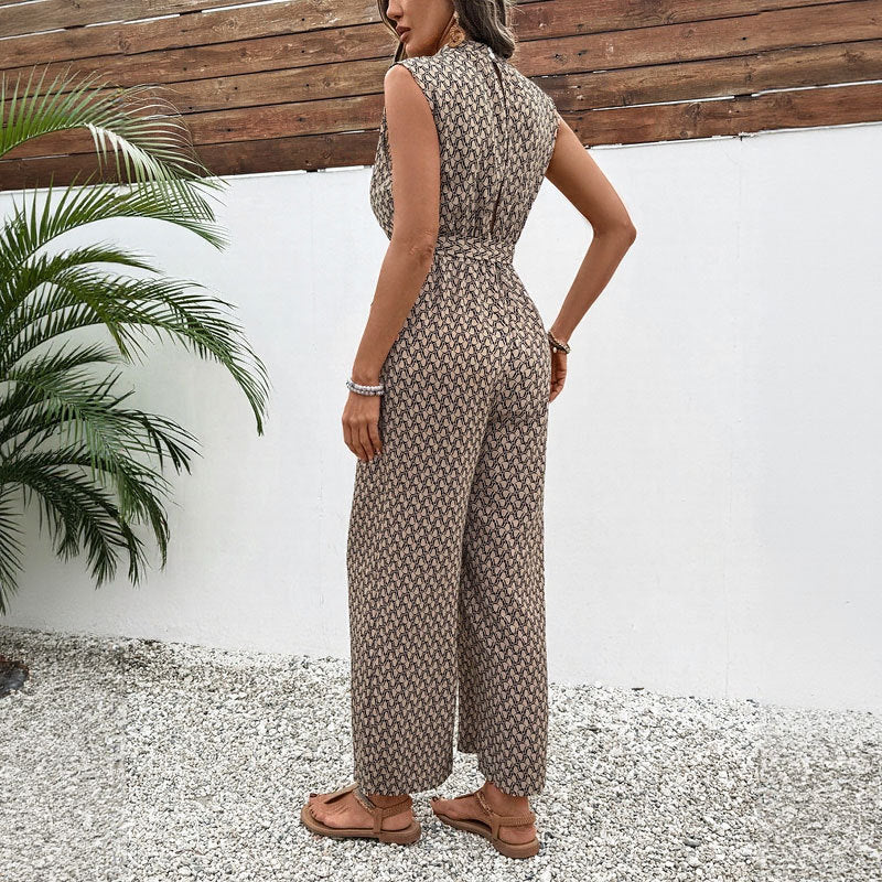 Elegant Open-Back Jumpsuit with Waist Belt