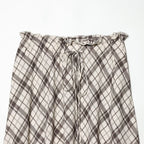Women's Maxi Skirt with Casual Drawstring and Plaid Pattern