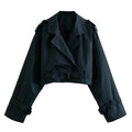 Women's Cropped Trench Jacket with Double Button Details