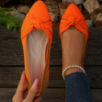 Women's Ballet Flats with Elegant Bow Design and Breathable Surface Structure