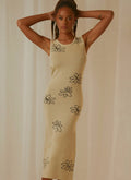 Women's Floral Knit Dress with Slim Fit and Sleeveless Design