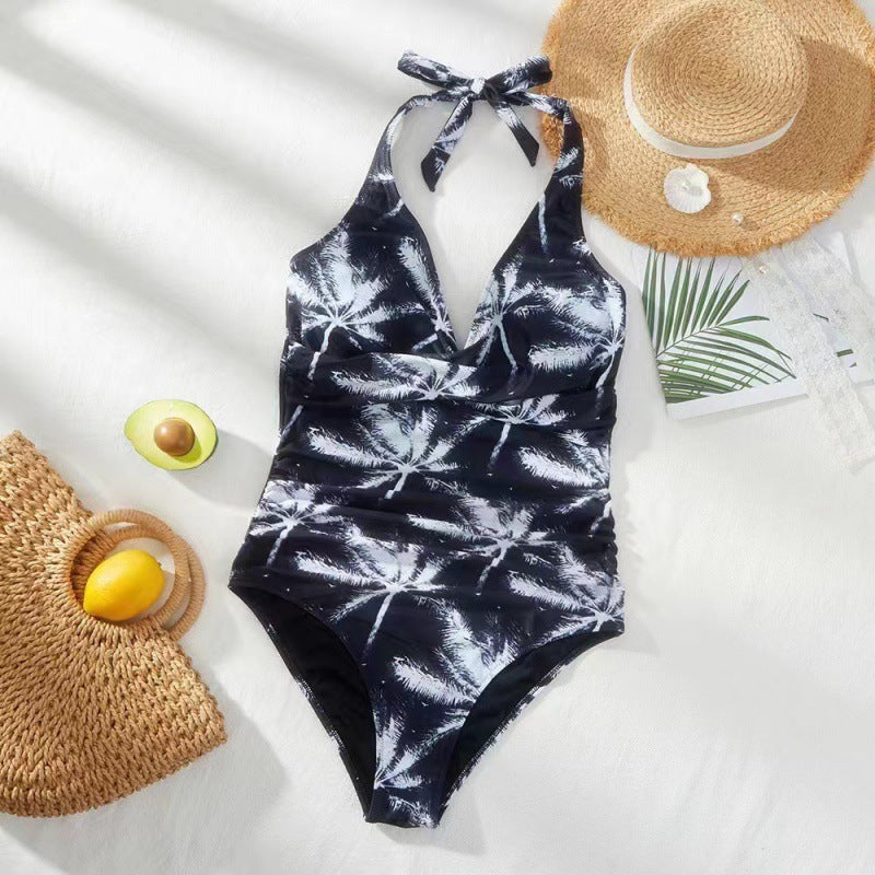 Women's Swimsuit with Refined Wrap Design and Floral Pattern