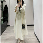 Women's Elegant Knit Coat with Wide Cut and Practical Pockets