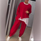 Women's Casual Two-Piece Set with Asymmetric Cut