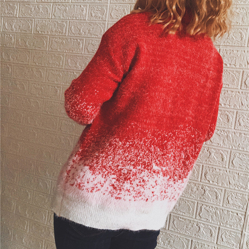 Women's Festive Knit Sweater with Winter Snowflake Motif