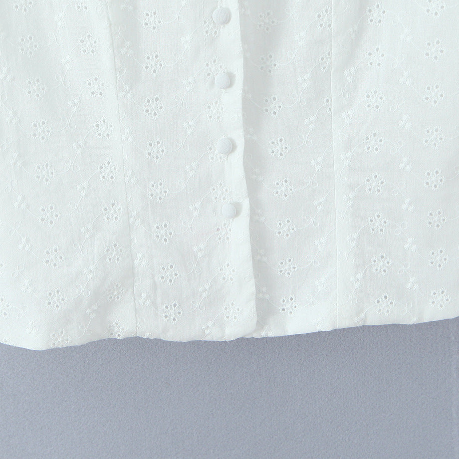 Women's Blouse with Ruffle Sleeves and Lace