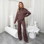Women's Comfortable Sweat Set with High Collar