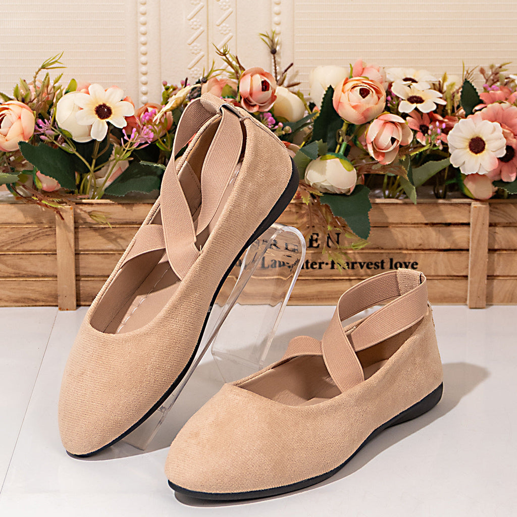Women's Ballet Flats with Elegant Cross-Strap and Soft Lining