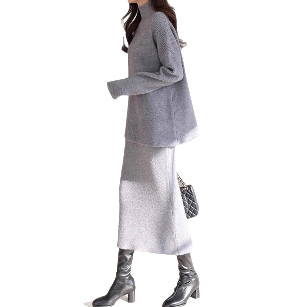 Elegant Knit Outfit with Waist Belt