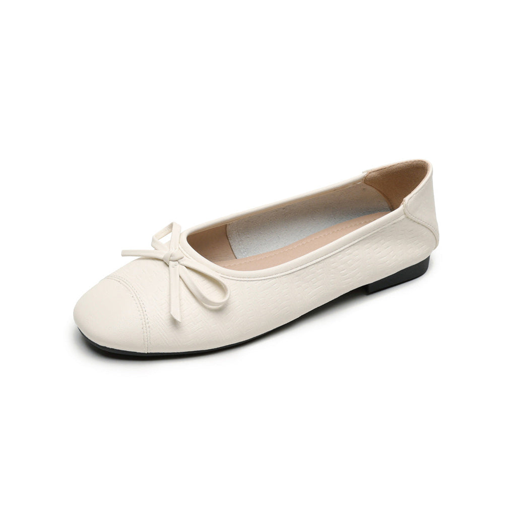 Women's Ballet Flats with Decorative Bow Design and Comfortable Sole