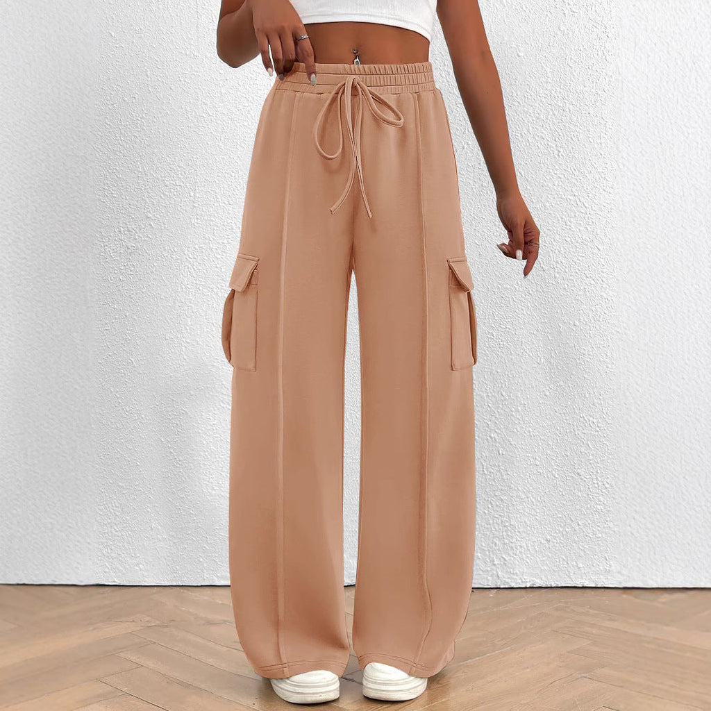 Women's Wide-Leg Cargo Pants with Elastic Waist