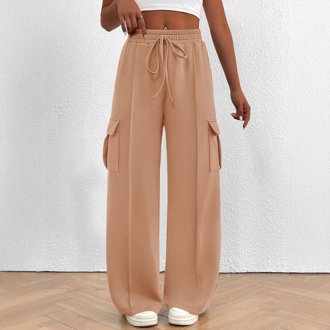 Women's Wide-Leg Cargo Pants with Elastic Waist