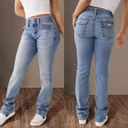 Women's High-Waisted Slim-Fit Jeans with Button Closure
