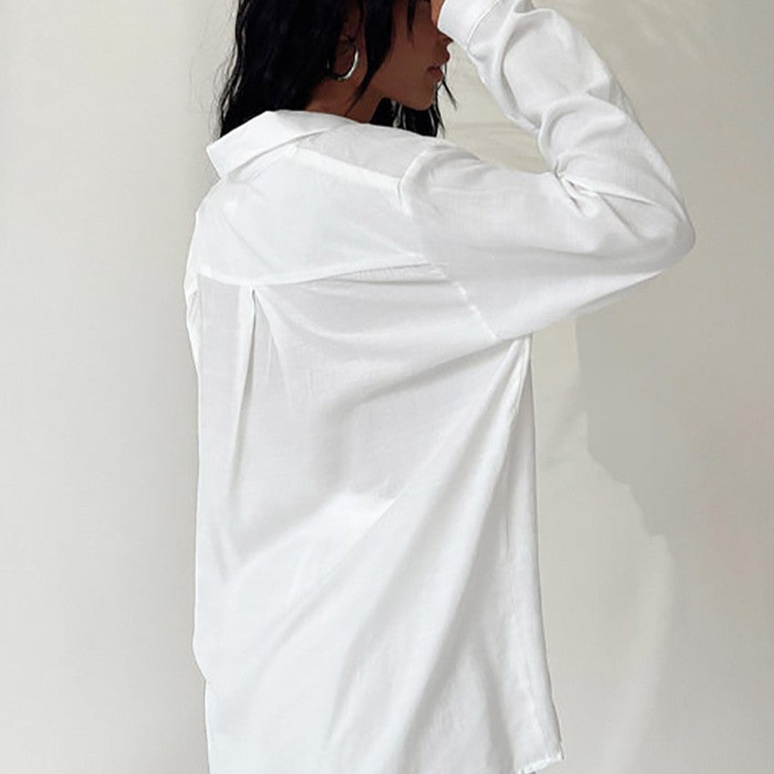 Women's Loungewear Set with Casual Button-Up Blouse and Comfortable Shorts