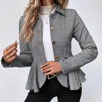 Women's Tailored Blazer with Asymmetric Hem and Button Details