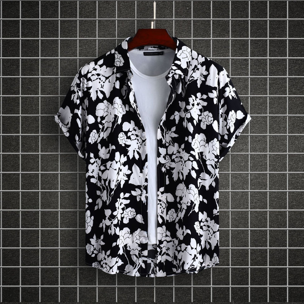 Women's Short-Sleeve Shirt with Floral Design