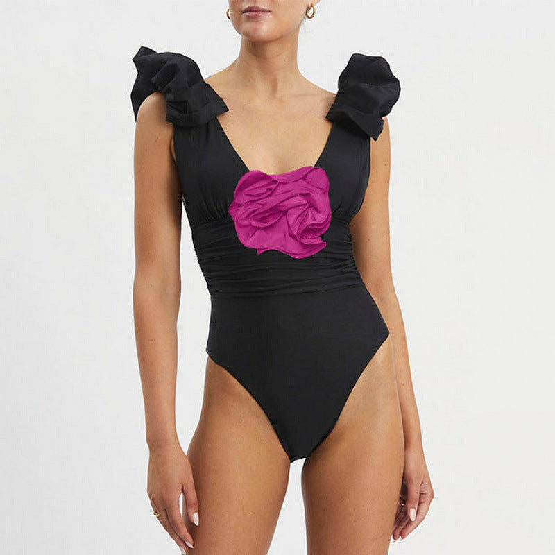 Women's Swimsuit with Elegant Wrap Detail and Long Ombre Skirt