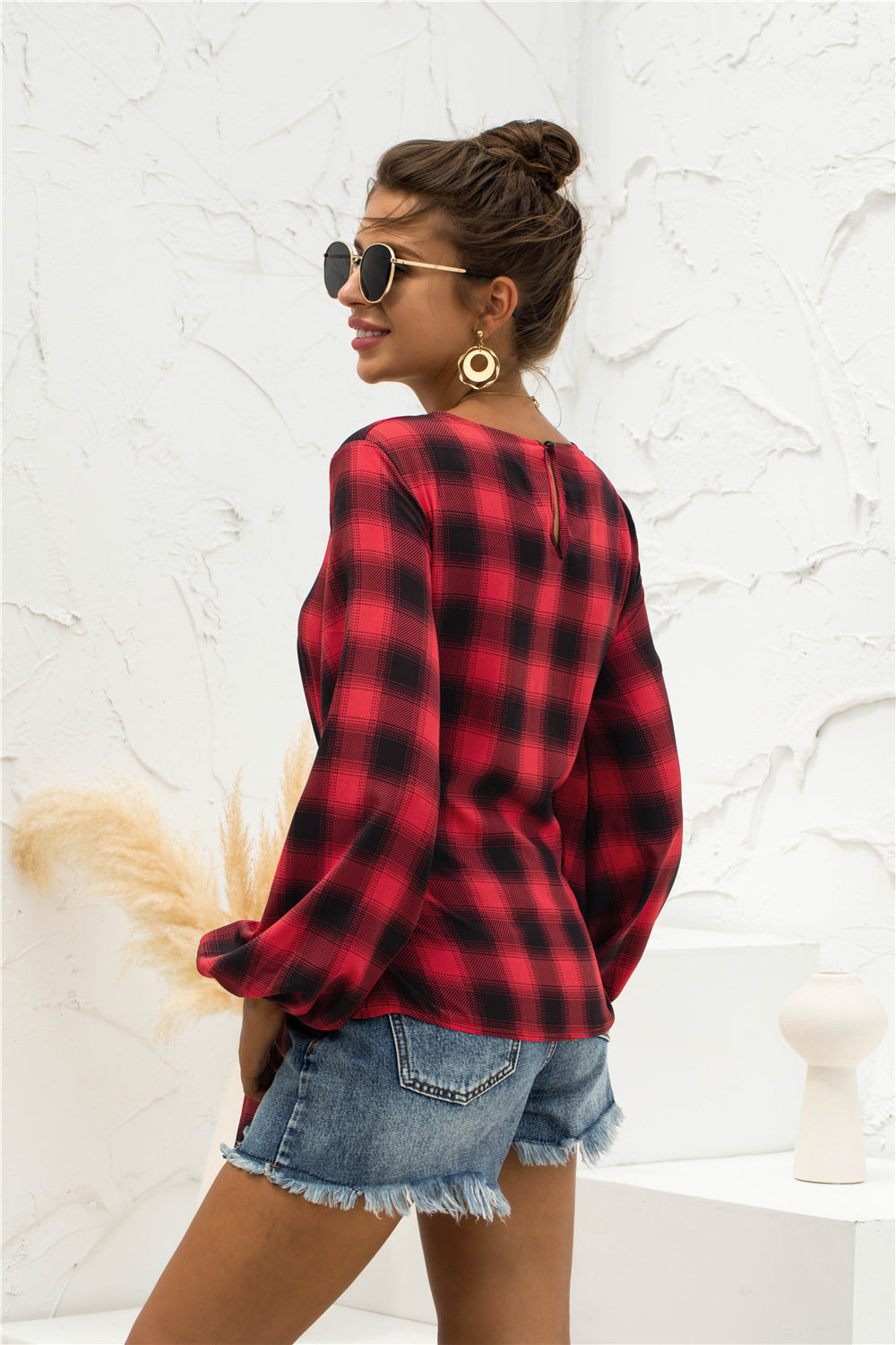 Women's Blouse with Tie Belt