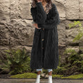 Women's Chunky Knit Coat with Elegant Cable Knit Structure and Buttons