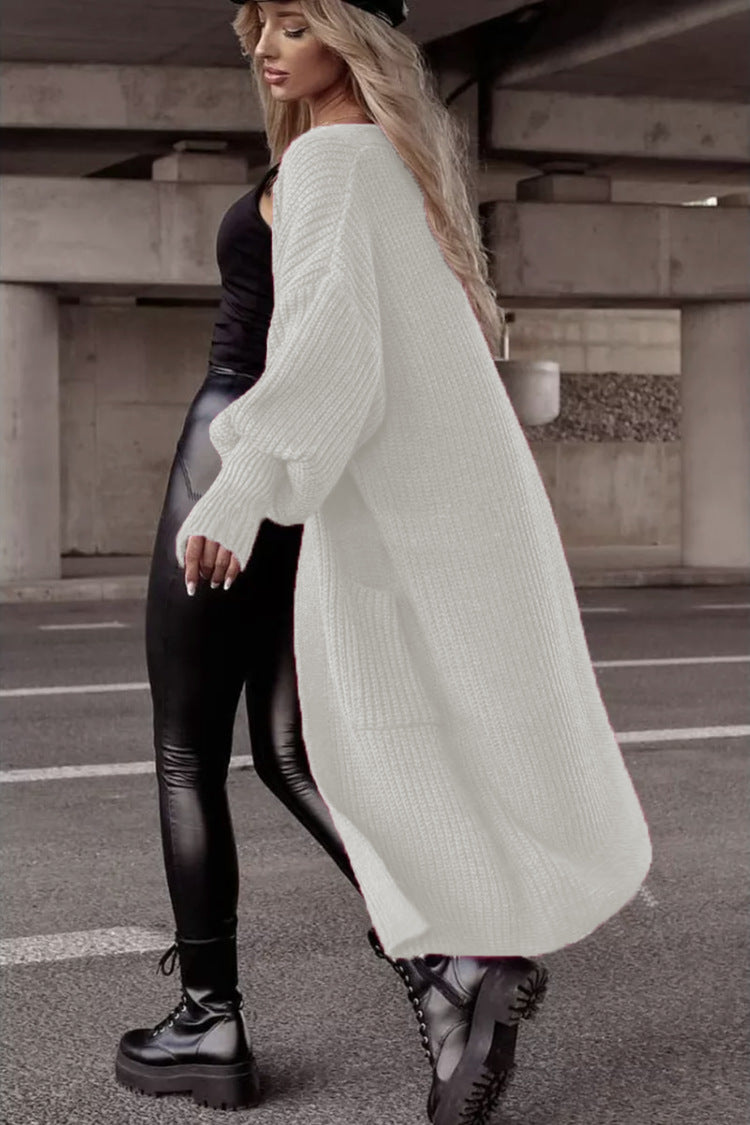 Women's Chunky Knit Cardigan with Deep Pockets and Casual Oversized Fit