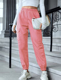 Women's Sporty Cargo Pants with Elastic Waistband and Pockets