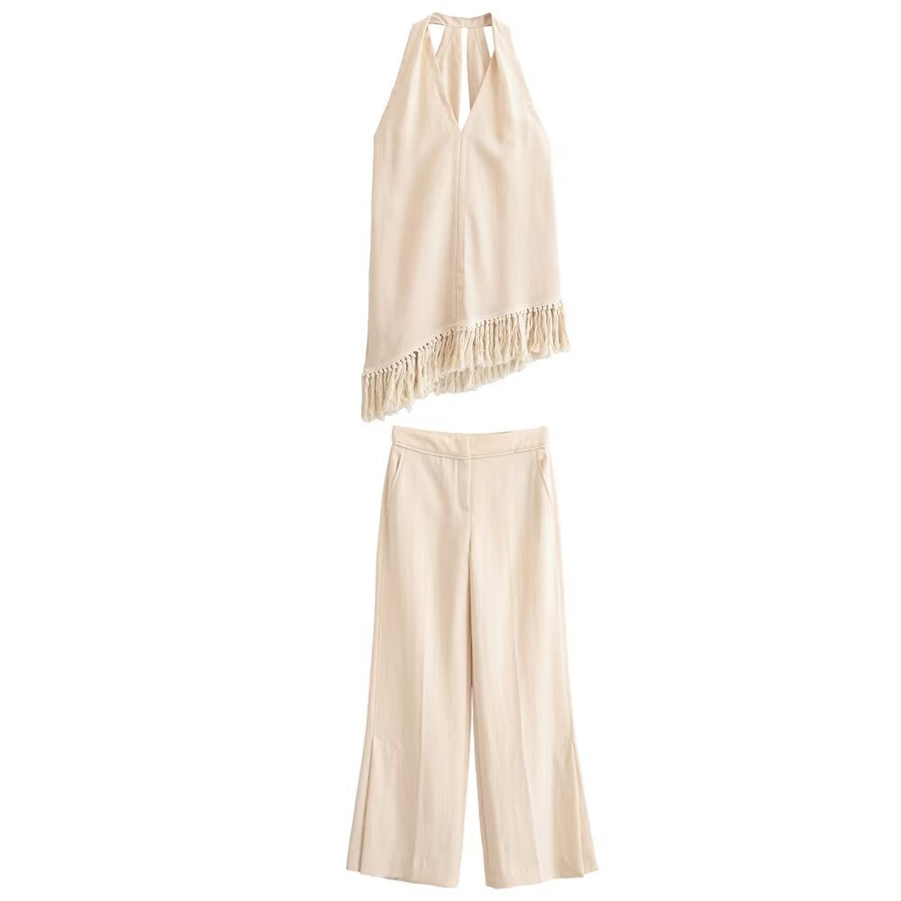 Women's Elegant Wide-Leg Trousers with Pockets