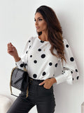 Women's Polka Dot Blouse with Ruffle Sleeves