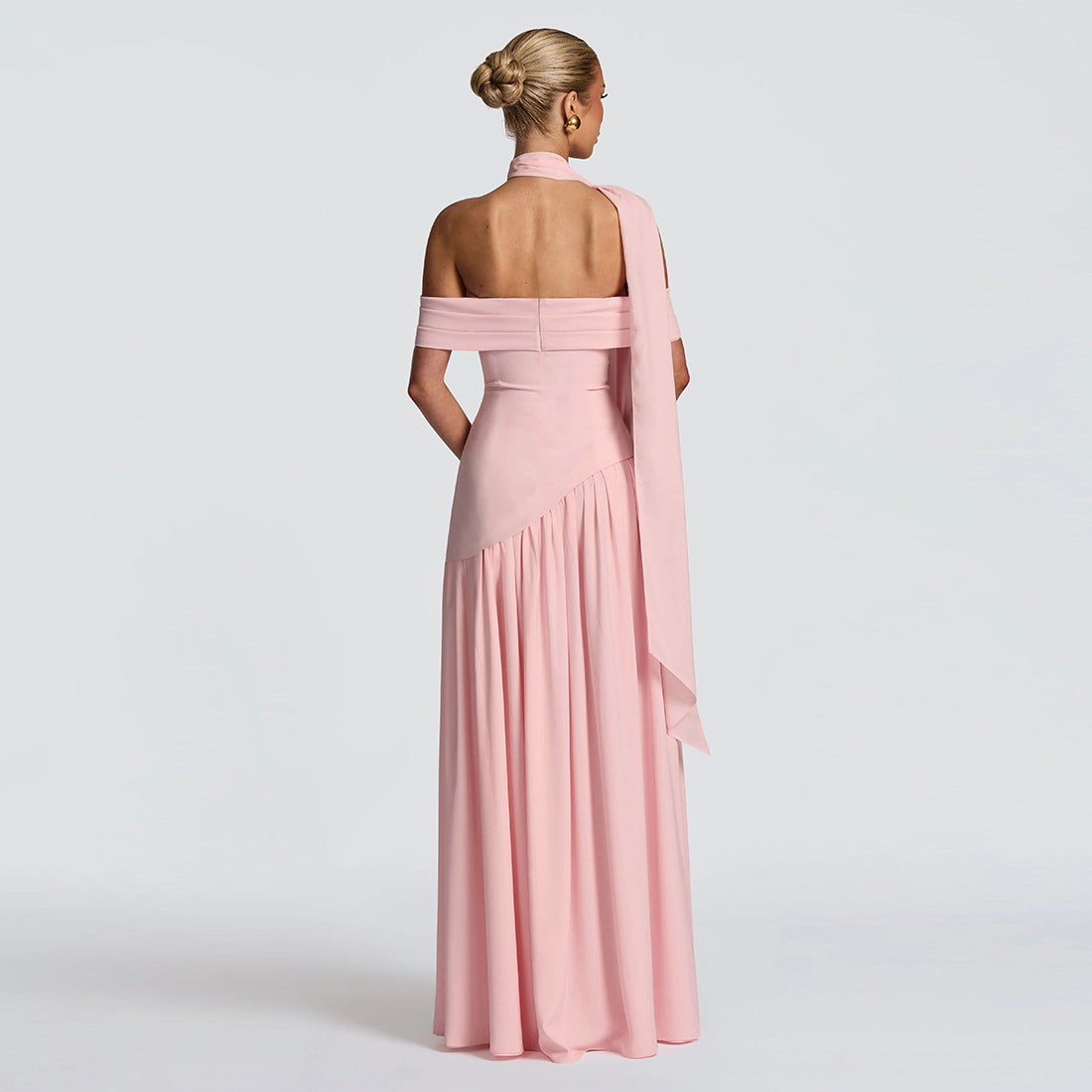 Women's Evening Dress with Chic Off-Shoulder Design and High Slit