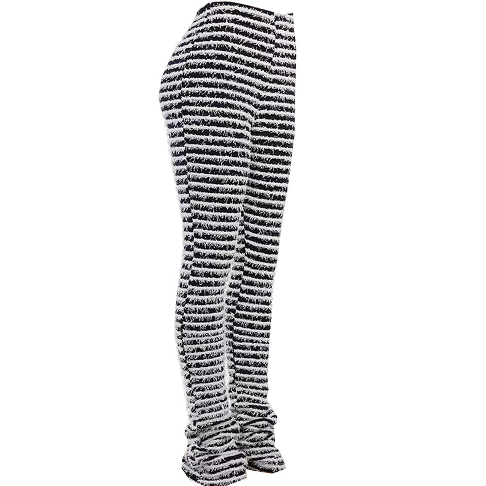 Women's High-Waisted Striped Trousers