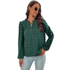 Women's Blouse with Fine Print and Button Details