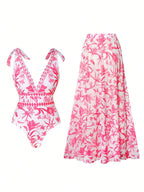 Women's Floral Swimsuit and Matching Maxi Skirt