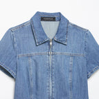 Women's Denim Short Jacket with Zipper