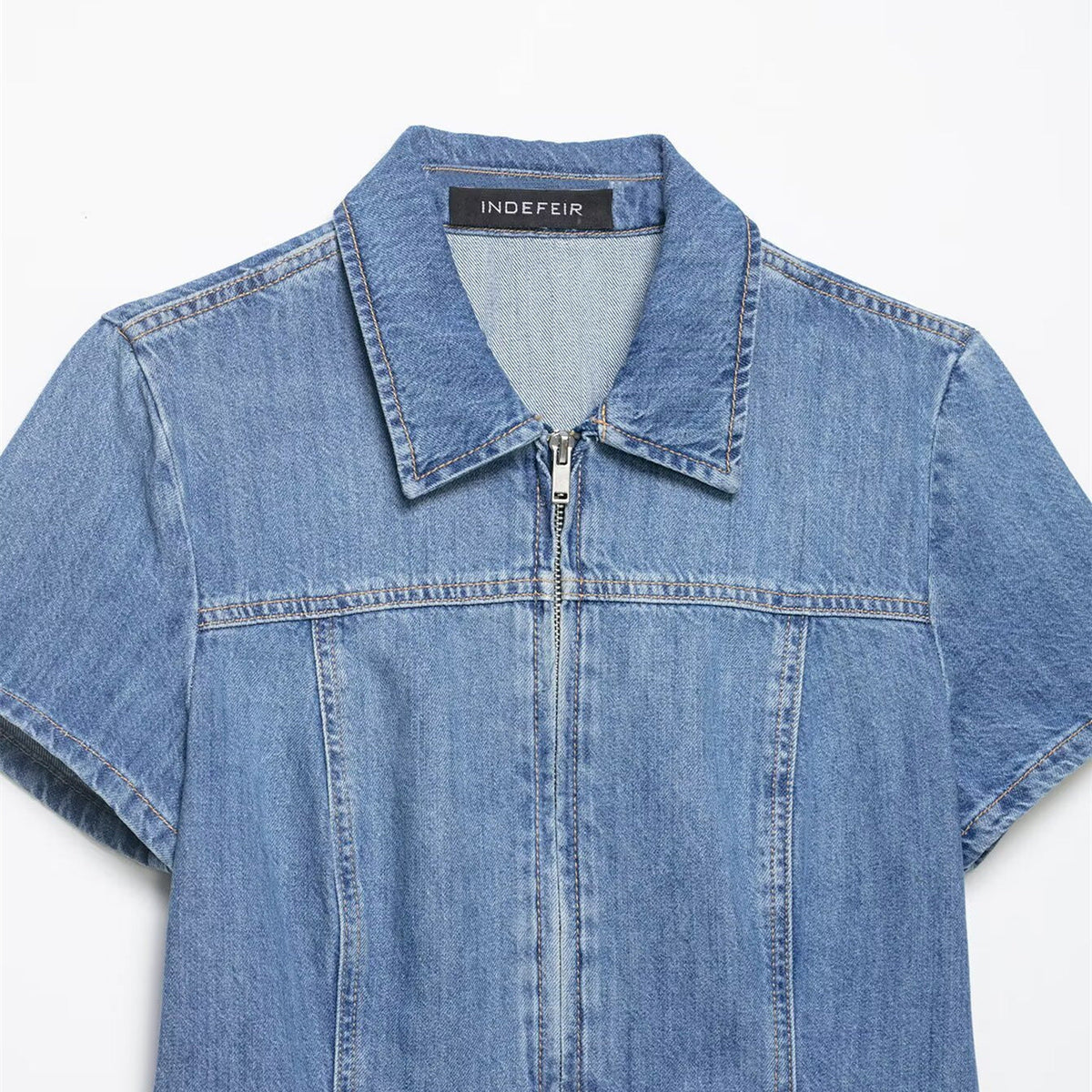 Women's Denim Short Jacket with Zipper
