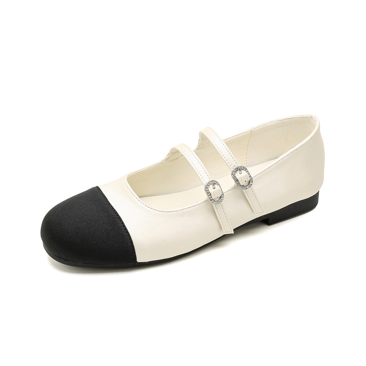 Women's Ballet Flats with Double Strap and Buckle