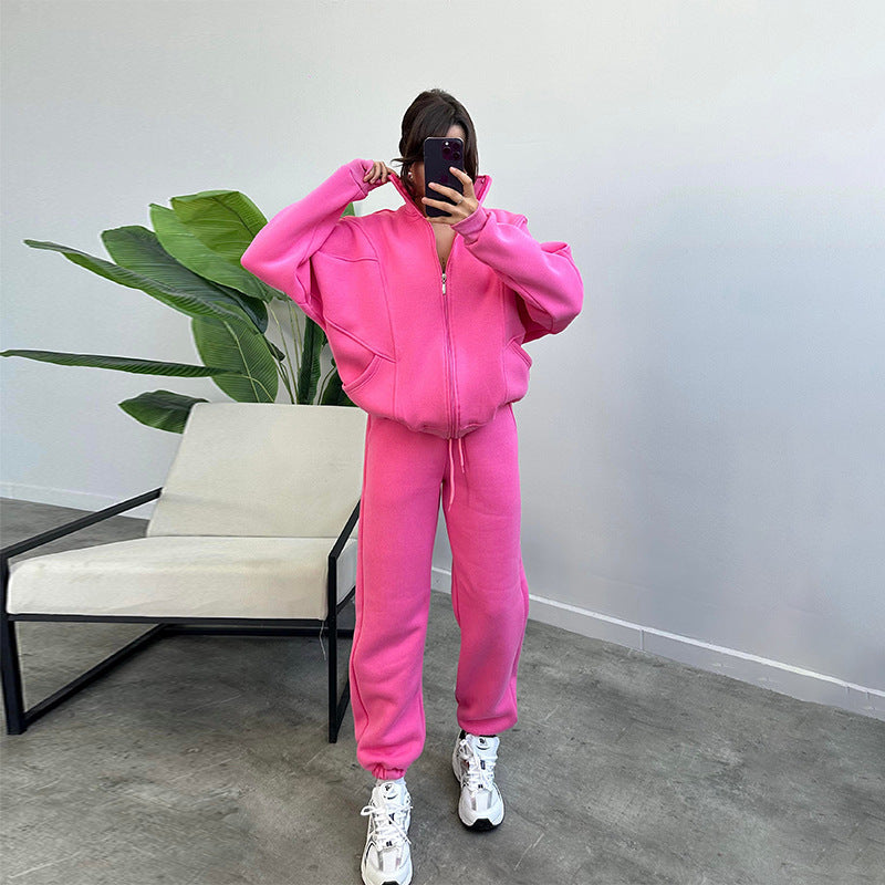 Women's Casual Two-Piece Set with Oversized Hoodie and Joggers