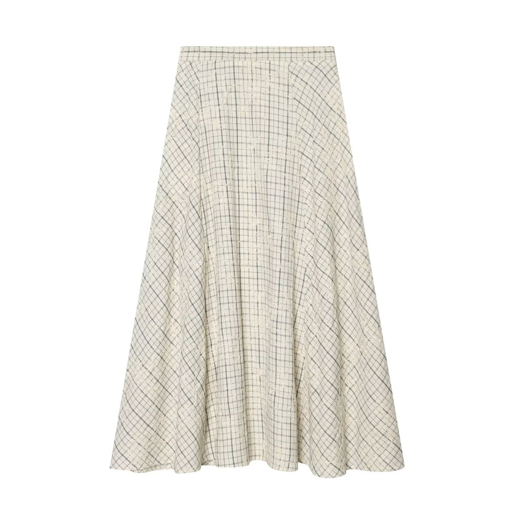 Women's Plaid Maxi Skirt with Flowing Cut