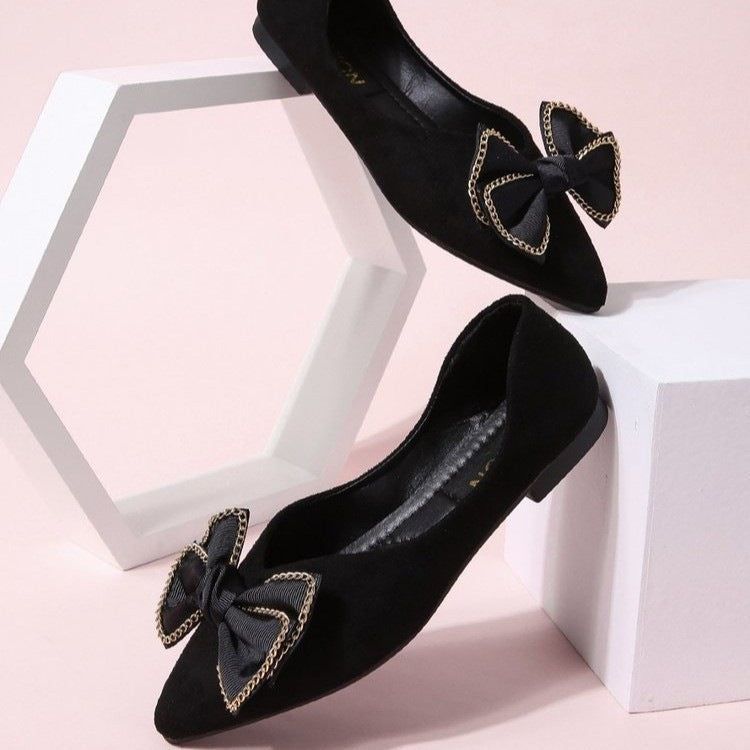 Women's Ballet Flats with Elegant Bow Design