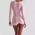Women's Form-Fitting Long-Sleeve Ribbed Jumpsuit