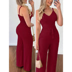 Women's Wide-Leg Jumpsuit with Sash
