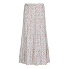Women's Maxi Skirt with Floral Ruffle Details and Elastic Waistband