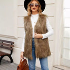 Elegant Faux Fur Vest with Open Front