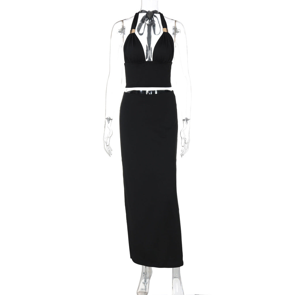Two-Piece Crop Top and Maxi Skirt Set