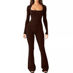 Women's Elegant Long-Sleeve Wide-Leg Jumpsuit