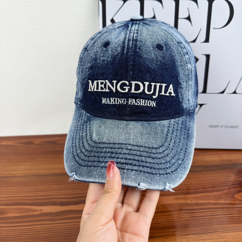 Men's Distressed Denim Baseball Cap